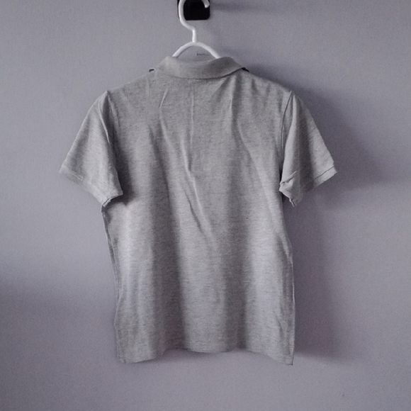 Gray Cotton Blend Polo Shirt with Short Sleeves - Picture 3 of 7